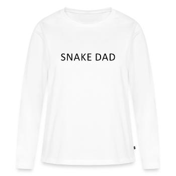 Papa serpent minimaliste, serpent drôle - T-shirt manches longues Premium bio Femme - blanc - Devant - Julia (174cm)