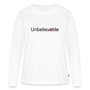 Incroyable, impopulaire - T-shirt manches longues Premium bio Femme - blanc - Devant - Julia (174cm)
