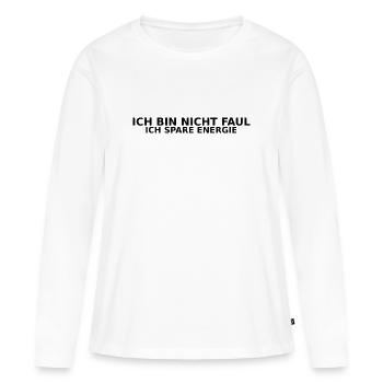 Je ne suis pas paresseux, j’économise de l’énergie - T-shirt manches longues Premium bio Femme - blanc - Devant - Julia (174cm)