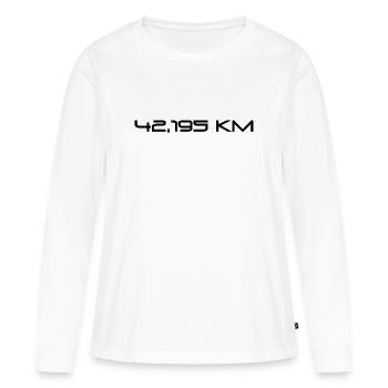 Marathon - 42,195 km - Course à pied - T-shirt manches longues Premium bio Femme - blanc - Devant - Julia (174cm)