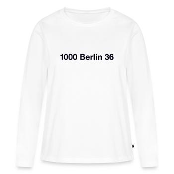 Berlin 36 Kreuzberg - T-shirt manches longues Premium bio Femme - blanc - Devant - Julia (174cm)