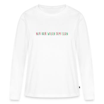 SEULEMENT ICI POUR LA NOURRITURE Noël - T-shirt manches longues Premium bio Femme - blanc - Devant - Julia (174cm)