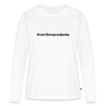 NORTH MACEDONIA Hashtag Nordmazedonien - Frauen Premium Bio Langarmshirt - Weiß - Vorne - Julia (174cm)