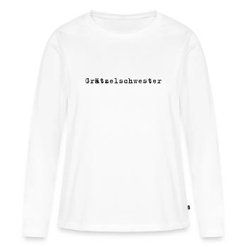 Grätzelschwester – Diction dialectale viennoise - T-shirt manches longues Premium bio Femme - blanc - Devant - Julia (174cm)