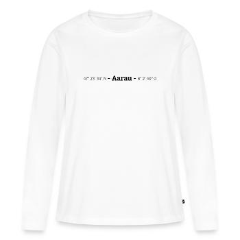 Coordonnées : Aarau, canton d’Argovie - T-shirt manches longues Premium bio Femme - blanc - Devant - Julia (174cm)