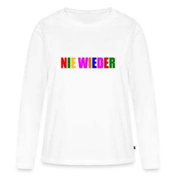 Nie wieder - Frauen Premium Bio Langarmshirt - Weiß - Vorne - Julia (174cm)