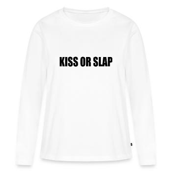 Kiss or slap - T-shirt manches longues Premium bio Femme - blanc - Devant - Julia (174cm)