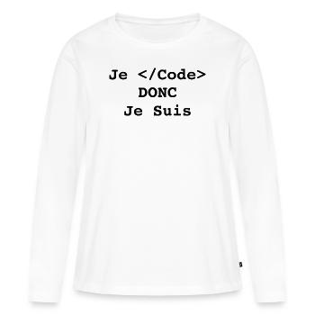 Ich programmiere, also bin ich Informatiker und Programmierer - Frauen Premium Bio Langarmshirt - Weiß - Vorne - Julia (174cm)