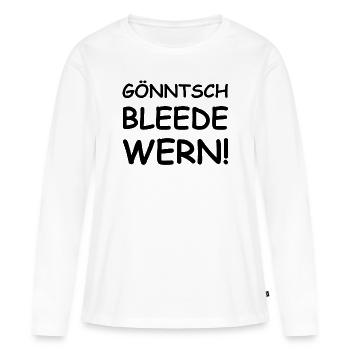 dicton drôle Ossi Saxon dialecte - T-shirt manches longues Premium bio Femme - blanc - Devant - Julia (174cm)