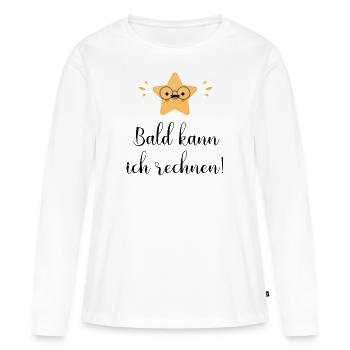 Bald kann ich rechnen! - Frauen Premium Bio Langarmshirt - Weiß - Vorne - Julia (174cm)