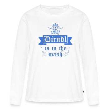 Mein Dirndl Ist In Der Wäsche - - Frauen Premium Bio Langarmshirt - Weiß - Vorne - Julia (174cm)