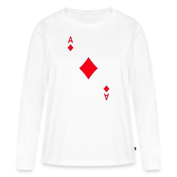 Spielkarte Karo Ass Kartenspiel Karneval Fasching - Frauen Premium Bio Langarmshirt - Weiß - Vorne - Julia (174cm)