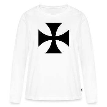 Croix des Templiers noirs - T-shirt manches longues Premium bio Femme - blanc - Devant - Julia (174cm)