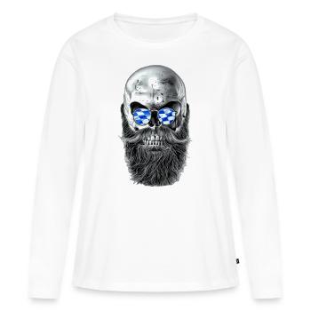 Bavarian hipster skull - T-shirt manches longues Premium bio Femme - blanc - Devant - Julia (174cm)