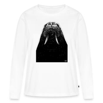 Dessin de morse - T-shirt manches longues Premium bio Femme - blanc - Devant - Julia (174cm)