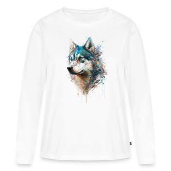 Husky sibérien 01 - T-shirt manches longues Premium bio Femme - blanc - Devant - Julia (174cm)