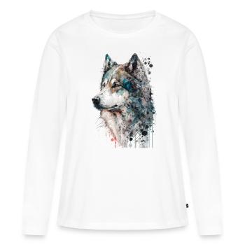 Husky sibérien 03 - T-shirt manches longues Premium bio Femme - blanc - Devant - Julia (174cm)