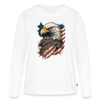 Eagle USA Amérique Flag Eagle Head Vintage - T-shirt manches longues Premium bio Femme - blanc - Devant - Julia (174cm)