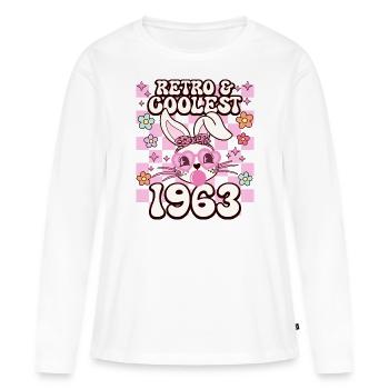 Rétro Cool Fille Née En 1963 60 Ans Anniversaire - T-shirt manches longues Premium bio Femme - blanc - Devant - Julia (174cm)