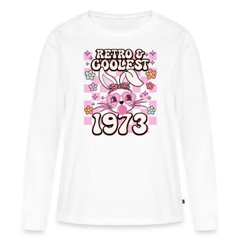Rétro Cool Fille Née En 1973 50 Ans Anniversaire - T-shirt manches longues Premium bio Femme - blanc - Devant - Julia (174cm)