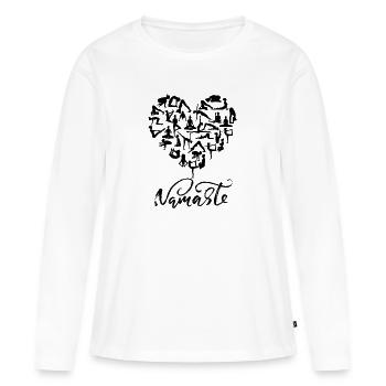 NAMASTE Yoga Herz (4) - Frauen Premium Bio Langarmshirt - Weiß - Vorne - Julia (174cm)