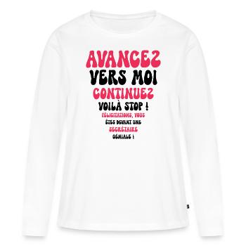 Humour Super Cadeau Pour Secrétaire - T-shirt manches longues Premium bio Femme - blanc - Devant - Julia (174cm)