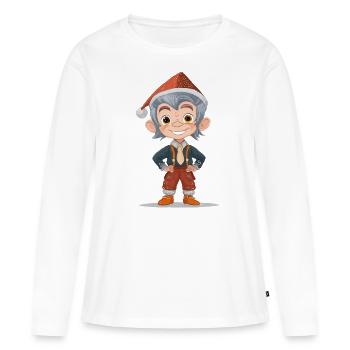 Gnome - T-shirt manches longues Premium bio Femme - blanc - Devant - Julia (174cm)