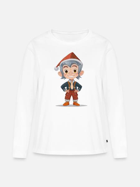 Gnom - Frauen Premium Bio Langarmshirt - Weiß