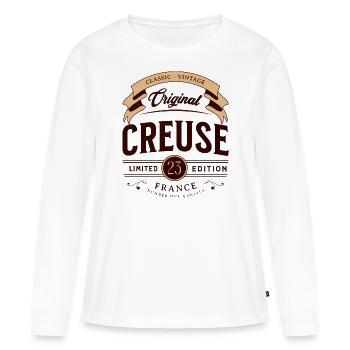 Vintage Creuse Département France - T-shirt manches longues Premium bio Femme - blanc - Devant - Julia (174cm)