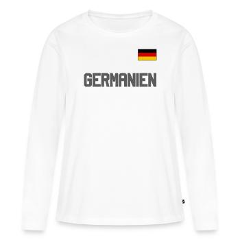 Look maillot de l’Allemagne – Drapeau GERMANIEN - T-shirt manches longues Premium bio Femme - blanc - Devant - Julia (174cm)