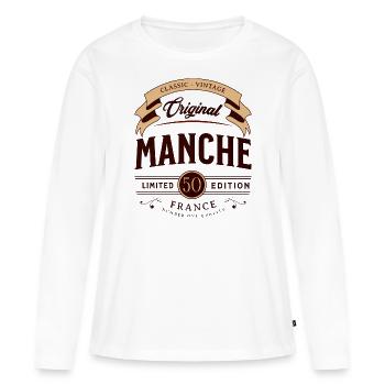 Vintage Manche Département France - T-shirt manches longues Premium bio Femme - blanc - Devant - Julia (174cm)