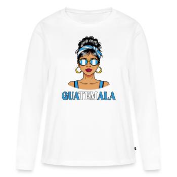 Drapeau Guatemala Femme Guatémaltèque - T-shirt manches longues Premium bio Femme - blanc - Devant - Julia (174cm)