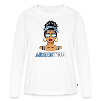 Drapeau Argentine Femme Argentine - T-shirt manches longues Premium bio Femme - blanc - Devant - Julia (174cm)
