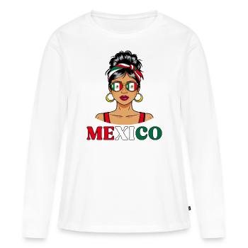 Drapeau Mexique Femme Mexicaine - T-shirt manches longues Premium bio Femme - blanc - Devant - Julia (174cm)
