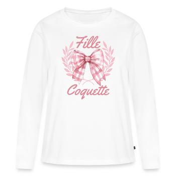 Élégante Fille Coquette Féminine Femme - T-shirt manches longues Premium bio Femme - blanc - Devant - Julia (174cm)