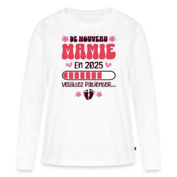 Beförderung zur Oma 2025 Baldige Oma - Frauen Premium Bio Langarmshirt - Weiß - Vorne - Julia (174cm)
