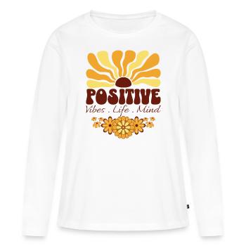 Rétro Slogan Femme Positive - T-shirt manches longues Premium bio Femme - blanc - Devant - Julia (174cm)