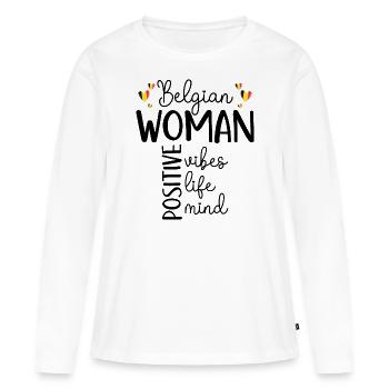 Positives Mädchen Belgische Frau - Frauen Premium Bio Langarmshirt - Weiß - Vorne - Julia (174cm)