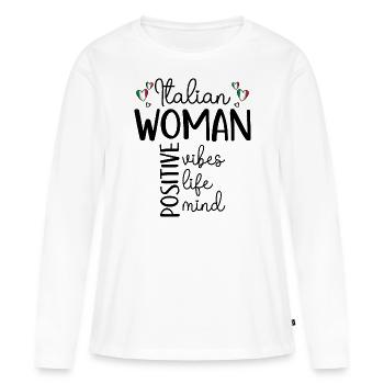 Fille Positive Femme Italienne - T-shirt manches longues Premium bio Femme - blanc - Devant - Julia (174cm)