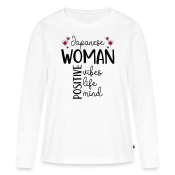 Fille Positive Femme Japonaise - T-shirt manches longues Premium bio Femme - blanc - Devant - Julia (174cm)