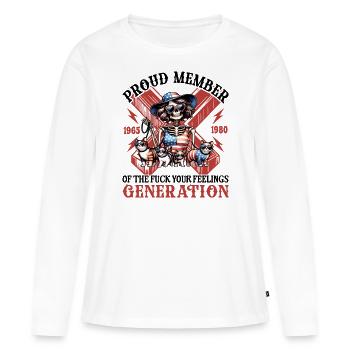 Katze Frau Humor Generation X - Frauen Premium Bio Langarmshirt - Weiß - Vorne - Julia (174cm)