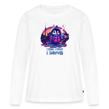 Berlin Winter Survivor – Cadeau pour les nouveaux arrivants ! - T-shirt manches longues Premium bio Femme - blanc - Devant - Julia (174cm)