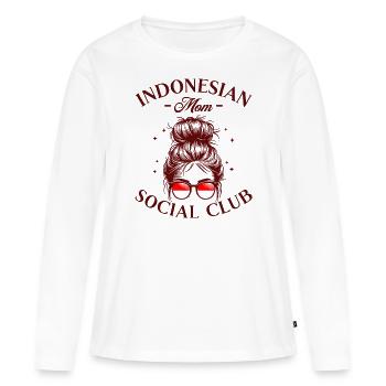 Mom Social Club Indonesische Mama - Frauen Premium Bio Langarmshirt - Weiß - Vorne - Julia (174cm)