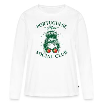 Mère Social Club Maman Portugaise - T-shirt manches longues Premium bio Femme - blanc - Devant - Julia (174cm)