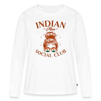 Mutter Social Club Indische Mutter - Frauen Premium Bio Langarmshirt - Weiß - Vorne - Julia (174cm)