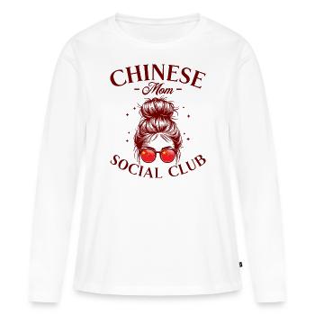 Mère Social Club Maman Chinoise - T-shirt manches longues Premium bio Femme - blanc - Devant - Julia (174cm)