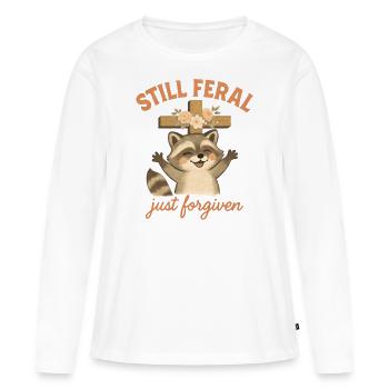 Waschbär Glaube Phrase Christlicher Humor - Frauen Premium Bio Langarmshirt - Weiß - Vorne - Julia (174cm)