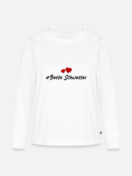 Beste Schwester Herzen Liebe - Frauen Premium Bio Langarmshirt - Weiß