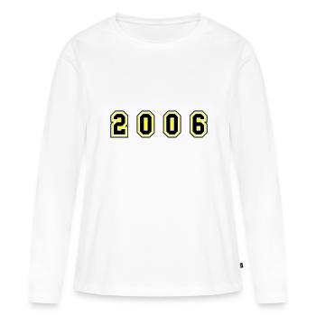 Numéro de l’année 2006 - T-shirt manches longues Premium bio Femme - blanc - Devant - Julia (174cm)