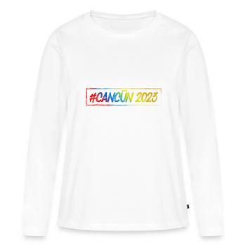 Cancun 2023 - T-shirt manches longues Premium bio Femme - blanc - Devant - Julia (174cm)